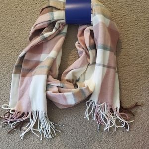 Pink/Grey/White plaid scarf
